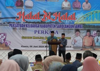 Gubernur Al Haris Kompak Bersama Wagub Sani Hadiri Halal BI Halal bersama PERKASA di MCC Jambi, Kamis (06/06/2024). (Dok. Kominfo)