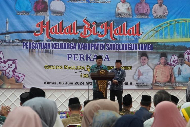Gubernur Al Haris Kompak Bersama Wagub Sani Hadiri Halal BI Halal bersama PERKASA di MCC Jambi, Kamis (06/06/2024). (Dok. Kominfo)