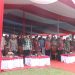 Sekretaris Daerah Provinsi Jambi Dr. H. Sudirman, SH., MH bersama Wali Kota Jambi Dr. dr. H. Maulana, MKM dan para pejabat Forkopimda menghadiri Launching Akbar Jamsostek Kota Jambi 2025 di Lapangan Kantor Wali Kota Jambi, Kamis (22/05/2025). (Dok, Erit - Kominfo)
