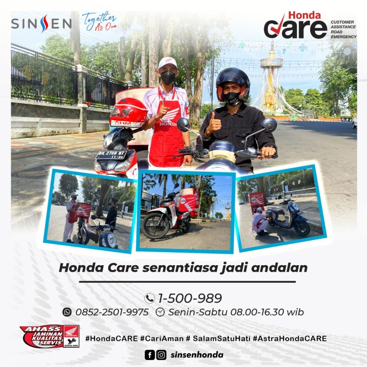 Teknisi Honda Care memberikan bantuan langsung di lokasi kepada konsumen yang mengalami kendala pada sepeda motor. (Dok, Sinsnen)