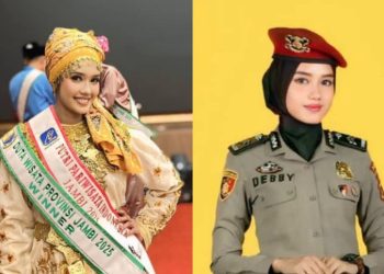 Briptu Debby Anggraini Henriana, anggota Polwan Mabes Polri asal Jambi, dinobatkan sebagai Puteri Indonesia Pariwisata Jambi 2025 dalam Grand Final yang digelar di Ballroom Gudhas, Kota Jambi, Kamis (19/6/2025). (Dok. Pribadi)