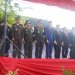 Danrem 042/Gapu Brigjen TNI Heri Purwanto bersama Forkopimda Jambi mengikuti upacara pengibaran bendera merah putih pada peringatan HUT ke-80 Kemerdekaan RI di halaman Kantor Gubernur Jambi, Minggu (17/8/2025). (Dok. Nahar)