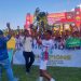 Para pemain SSB JTS Kota Jambi merayakan kemenangan setelah menjuarai Piala Soeratin U-13 Putaran Provinsi Jambi 2025 di Stadion GOR Paduka Berhala, Tanjabtim, Jumat (22/8/2025).(Dok. Daus)