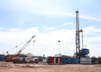 Rig pengeboran Puspa Asri PPS-020 milik PT Pertamina EP Jambi Field di Desa Lopak Alai, Muaro Jambi. (Dok.Stepanus)