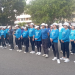 Peserta mengenakan seragam biru mengikuti senam bersama dalam rangka peringatan Hari Olahraga Nasional (Haornas) 2025 yang digelar KONI Provinsi Jambi di halaman Kantor KONI, Selasa (9/9/2025). (Dok. Daus)
