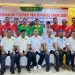 Ketua Umum terpilih PBSI Bengkulu Suharto (duduk tengah, kemeja putih) berfoto bersama pengurus pusat dan peserta Musprov PBSI Bengkulu 2025 di Hotel Merah Putih, Pantai Panjang, Bengkulu, Sabtu (27/9/2025).  (Dok. Yola)