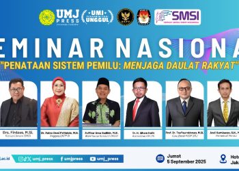 Para narasumber Seminar Nasional UMJ bertajuk ‘Penataan Sistem Pemilu: Menjaga Daulat Rakyat’ yang akan digelar di Hotel Jayakarta, Jakarta, Jumat (5/9/2025). (Dok.SMSI)