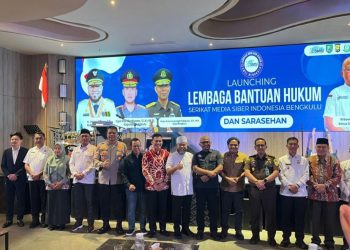 Peluncuran Lembaga Bantuan Hukum (LBH) SMSI Bengkulu berlangsung di Bengkulu, Rabu (10/9/2025), dihadiri jajaran kepolisian, penegak hukum, dan pengurus SMSI. )Dok. Yola)