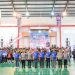 Kapolda Jambi Irjen Pol Krisno H. Siregar bersama pejabat utama Polda Jambi, Ketua KONI, dan peserta saat pembukaan Kejurprov Bola Voli Indoor U-17 di Gedung SPN Polda Jambi, Senin (22/9/2025). (dok. Nahar)