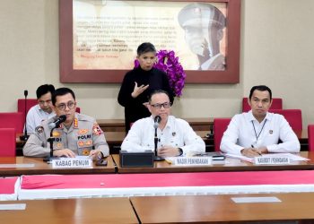 Wakil Direktur Penindakan Kortastipidkor Polri, Kombes Pol. Bhakti Eri Nurmansyah, S.I.K., M.Si., dalam konferensi pers di Gedung Bareskrim Polri, Jakarta, Selasa (21/10/2025). (Dok  Humas)