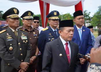 Gubernur Jambi Al Haris bersama jajaran Forkopimda menghadiri upacara Hari Kesaktian Pancasila 2025 di Lapangan Kantor Gubernur Jambi, Rabu (1/10/2025). (Dok. Daus)