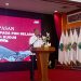 Ketua KONI Provinsi Jambi, Mat Sanusi menyampaikan sambutan pada pelepasan kontingen Jambi untuk berlaga di PON Beladiri II Tahun 2025 di Kudus, Jawa Tengah, Senin (6/10/2025). (Dok. Humas Koni)