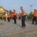 Personel Ditpolairud Polda Jambi mengikuti senam pagi bersama di halaman kantor Ditpolairud, Jumat (10/10/2025) (Dok. Nahar)