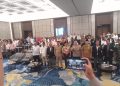 Para peserta Musyawarah Olahraga Provinsi (Musorprov) KONI Bengkulu 2025 berfoto bersama di salah satu hotel di Kota Bengkulu, Selasa (14/10/2025). (Dok. Yola)