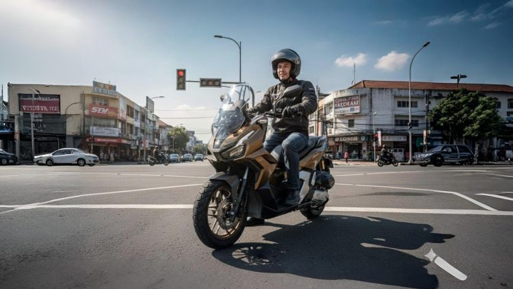 Ilsutarsi Seorang pengendara motor melintas di persimpangan jalan di kawasan Jambi. (Dok. Sinsen)