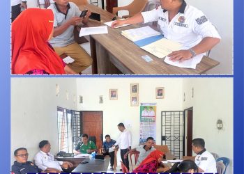 Pembagiab sertipikat hak atas tanah melalui program Pendaftaran Tanah Sistematis Lengkap (PTSL) kepada masyarakat Desa Taba Durian Sebakul, Senin (9/3/2026). (Dok. Yola)