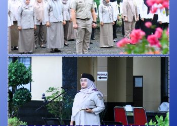 Kantor Pertanahan Kabupaten Bengkulu Tengah menggelar apel pagi di halaman kantor, Senin (30/3/2026). (Foto:Yl)