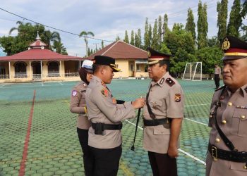 Kapolres Bakti Kautsar Ali, pimpin sertijab sejumlah pejabat utama Polres Bengkulu Utara, Jumat (17/4/2026).  (Foto:yola)