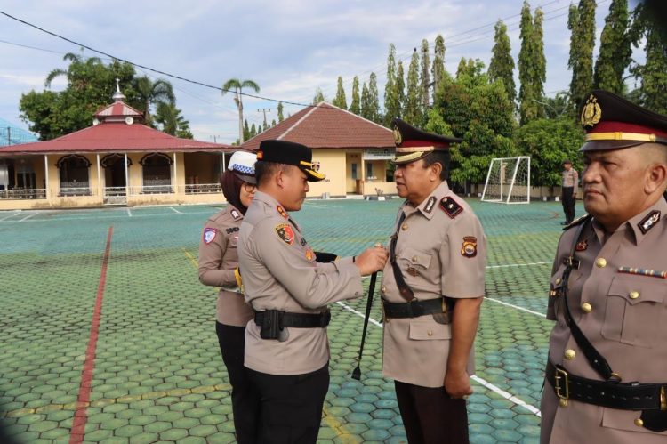 Kapolres Bakti Kautsar Ali, pimpin sertijab sejumlah pejabat utama Polres Bengkulu Utara, Jumat (17/4/2026).  (Foto:yola)