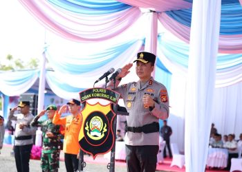 Kapolda Sumsel Pimpin Apel Besar Sabuk Kamtibmas di Kabupaten Ogan Komering Ilir (OKI), Rabu (22/4/2026). (Foto:yola)