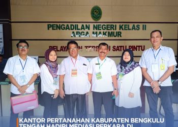 Kantor Pertanahan Kabupaten Bengkulu Tengah menghadiri mediasi perkara sengketa tanah di Pengadilan Negeri Arga Makmur, Senin (14/4/2026). (Foto:yola)