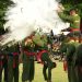 Atraksi pencak silat militer oleh prajurit Kodam XX/Tuanku Imam Bonjol saat pengukuhan di Sport Center Kodam XX/TIB, Padang, Kamis (23/4/2026).(Dok. Irwan)