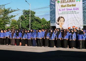 Kantor Pertanahan Kabupaten Bengkulu Tengah menggelar apel pagi rutin, Senin (27/4/2026). (foto:yola)