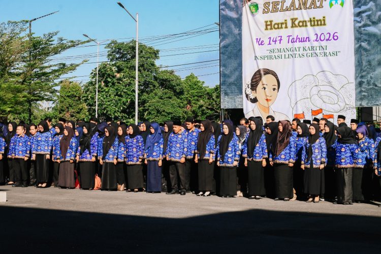 Kantor Pertanahan Kabupaten Bengkulu Tengah menggelar apel pagi rutin, Senin (27/4/2026). (foto:yola)