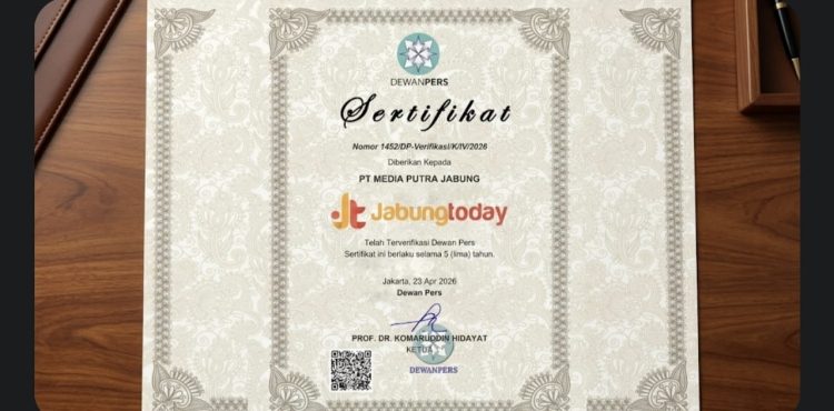 Sertifikat Dewan Pers Jabungtoday.com (Dok. Redaksi)