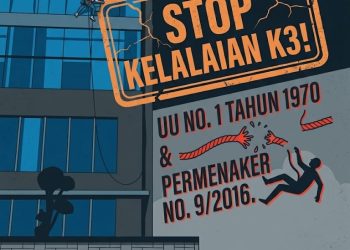 Ilustrasi pekerja pembersih kaca terlihat bekerja di ketinggian tanpa perlengkapan keselamatan lengkap, memicu sorotan terkait dugaan pelanggaran standar K3 di Bank Bengkulu. (foto:yola