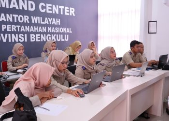 Kantor Pertanahan Kabupaten Bengkulu Tengah mengikuti pelatihan aplikasi SIPENTA yang digelar Kanwil BPN Provinsi Bengkulu, Senin (13/4/2026). (Foto:yola)