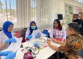 Kantor Perwakilan Bank Indonesia Provinsi Bengkulu kembali menggelar aksi donor darah bersama Palang Merah Indonesia Kota Bengkulu, Senin (18/5/2026). (foto:yola)