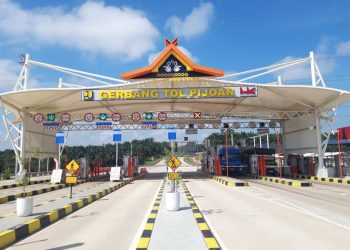 Kondisi Gerbang Tol Pijoan di ruas Jalan Tol Trans Sumatera (Dok. Humas HK)