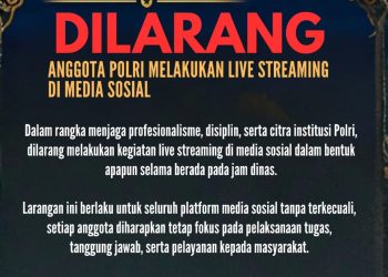 Poster imbauan Polda Jambi terkait larangan anggota Polri melakukan siaran langsung (live streaming) di media sosial saat bertugas (Dok. Humas Polda Jambi)
