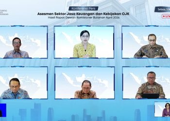 Konferensi pers Otoritas Jasa Keuangan menyampaikan hasil Rapat Dewan Komisioner Bulanan April 2026 secar virtual, Selasa (5/5/2026). (Dok. Humas OJK Jambi)