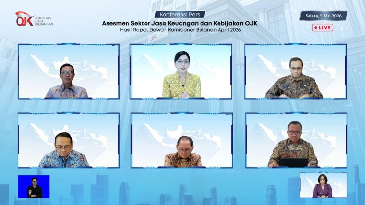 Konferensi pers Otoritas Jasa Keuangan menyampaikan hasil Rapat Dewan Komisioner Bulanan April 2026 secar virtual, Selasa (5/5/2026). (Dok. Humas OJK Jambi)
