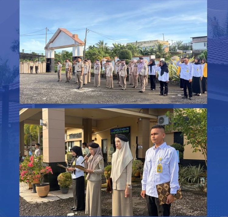 Kantor Pertanahan Kabupaten Bengkulu Tengah melaksanakan apel pagi, Senin (4/5/2026). (Foto:yola)
