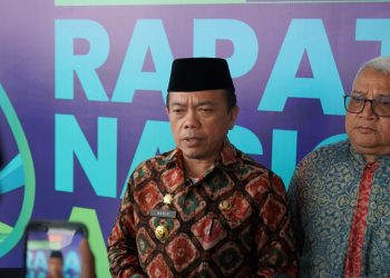 Gubernur Jambi Al Haris saat memberikan keterangan usai membuka Rakernas ADPMET Tahun 2026 di Swiss-Belhotel Jambi, Kamis (7/5/2026). (Dok. Kominfo)
