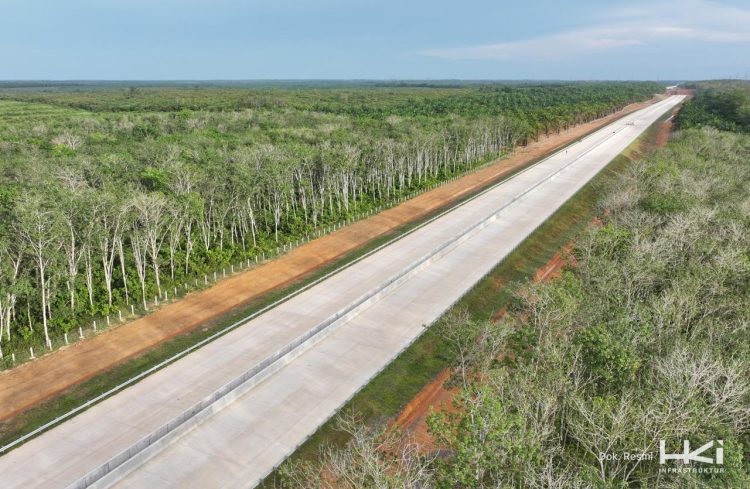 Progres pembangunan Jalan Tol Betung–Jambi Seksi 2A dan 2B yang dikerjakan PT Hutama Karya Infrastruktur (HKI) (Dok. Humas HK)