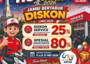 Banner program “Jambi Bertabur Diskon (JBD) 2026” dalam rangka HUT ke-80 Kota Jambi. (Dok. Sinsen)